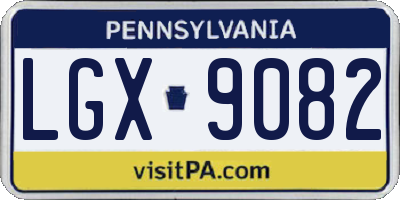 PA license plate LGX9082