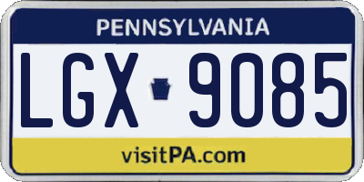 PA license plate LGX9085