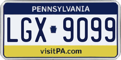 PA license plate LGX9099