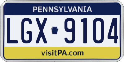 PA license plate LGX9104