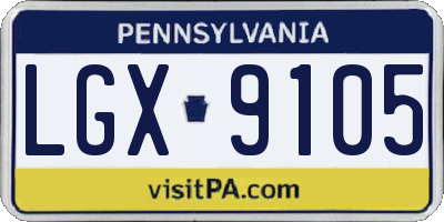 PA license plate LGX9105