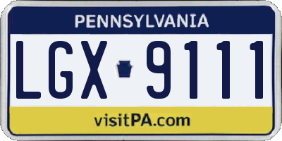 PA license plate LGX9111