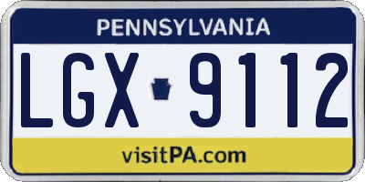 PA license plate LGX9112