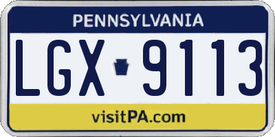 PA license plate LGX9113