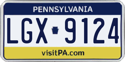 PA license plate LGX9124