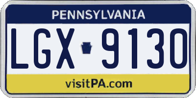 PA license plate LGX9130