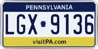 PA license plate LGX9136