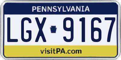 PA license plate LGX9167