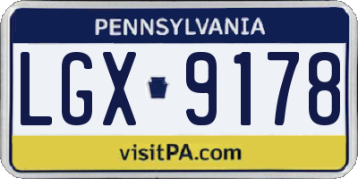PA license plate LGX9178