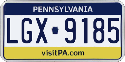 PA license plate LGX9185