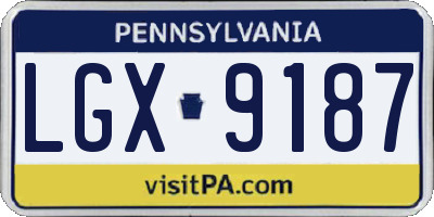PA license plate LGX9187