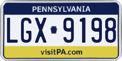 PA license plate LGX9198