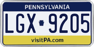 PA license plate LGX9205