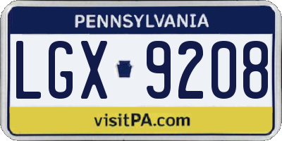 PA license plate LGX9208