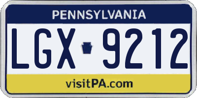 PA license plate LGX9212