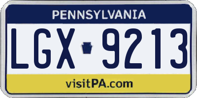 PA license plate LGX9213