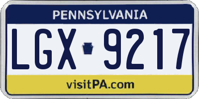 PA license plate LGX9217