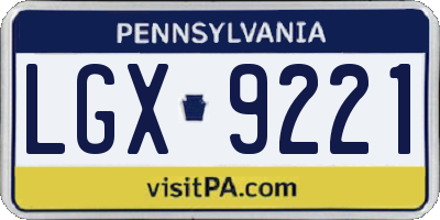 PA license plate LGX9221