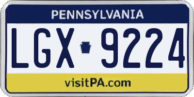 PA license plate LGX9224