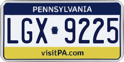PA license plate LGX9225