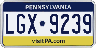 PA license plate LGX9239