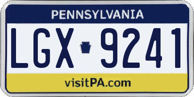 PA license plate LGX9241