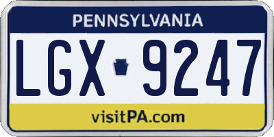 PA license plate LGX9247