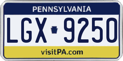 PA license plate LGX9250