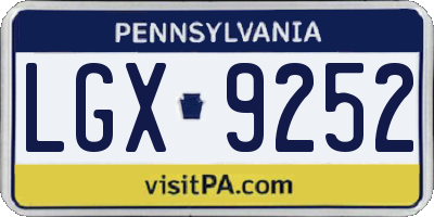 PA license plate LGX9252