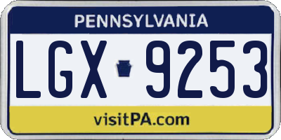 PA license plate LGX9253