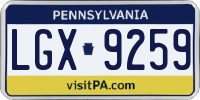 PA license plate LGX9259