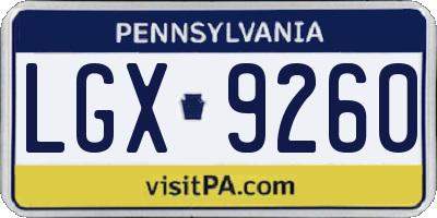 PA license plate LGX9260