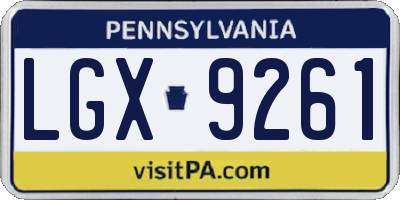 PA license plate LGX9261