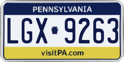PA license plate LGX9263