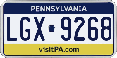 PA license plate LGX9268