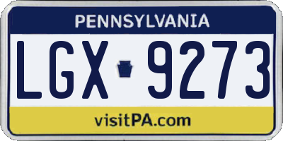 PA license plate LGX9273