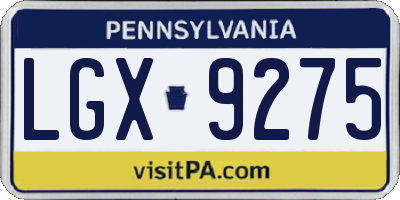 PA license plate LGX9275