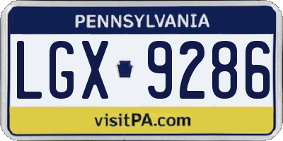 PA license plate LGX9286
