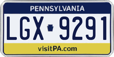 PA license plate LGX9291