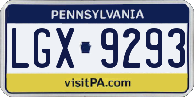 PA license plate LGX9293