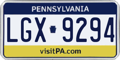PA license plate LGX9294