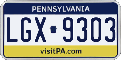 PA license plate LGX9303