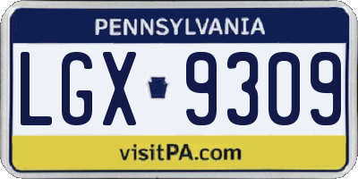 PA license plate LGX9309