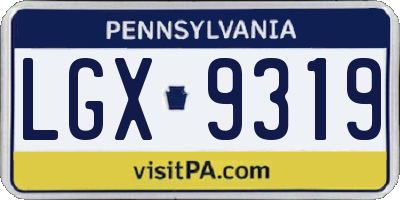 PA license plate LGX9319