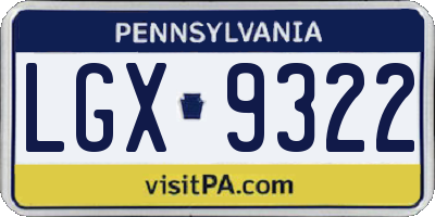 PA license plate LGX9322