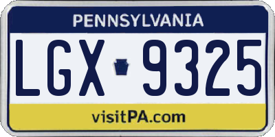 PA license plate LGX9325