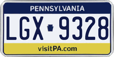 PA license plate LGX9328