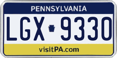 PA license plate LGX9330