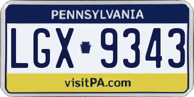 PA license plate LGX9343