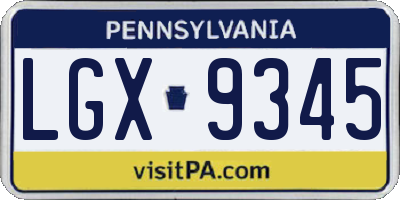 PA license plate LGX9345